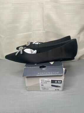 Worthington Ferrer Pointed Toe Ballet Flats Black Womens Size 8M